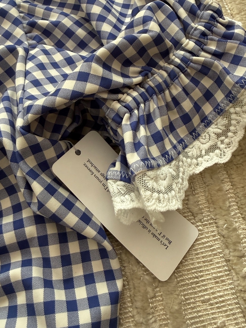Selkie NWT Blue and White Gingham Ruffle Top and Shorts Swimming Suit - Picture 7 of 10